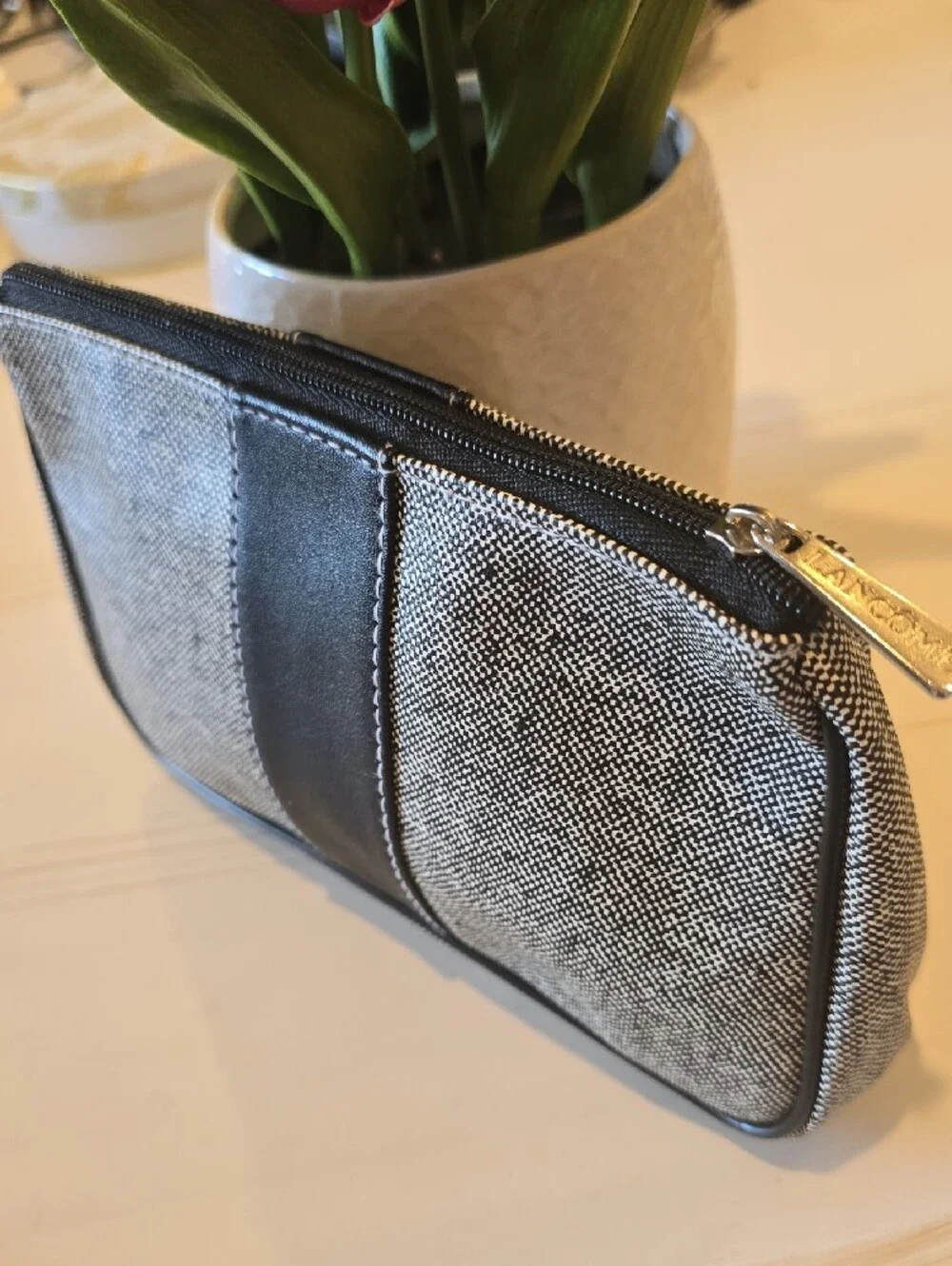 Lancome Gray and Black Cosmetic Pouch